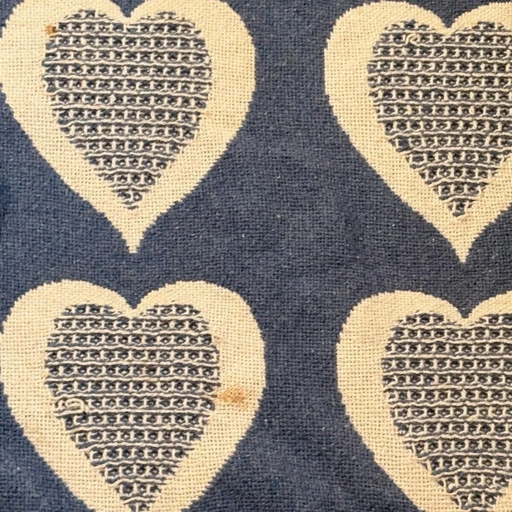 Vintage 90s Farmhouse Cottagecore Fringe Heavy Throw Blanket Country Blue